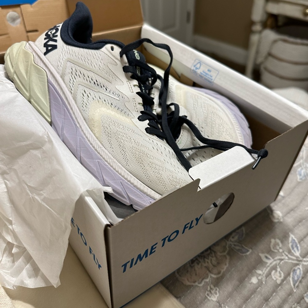 Hoka Women's Running Shoes Cream with Black Accents